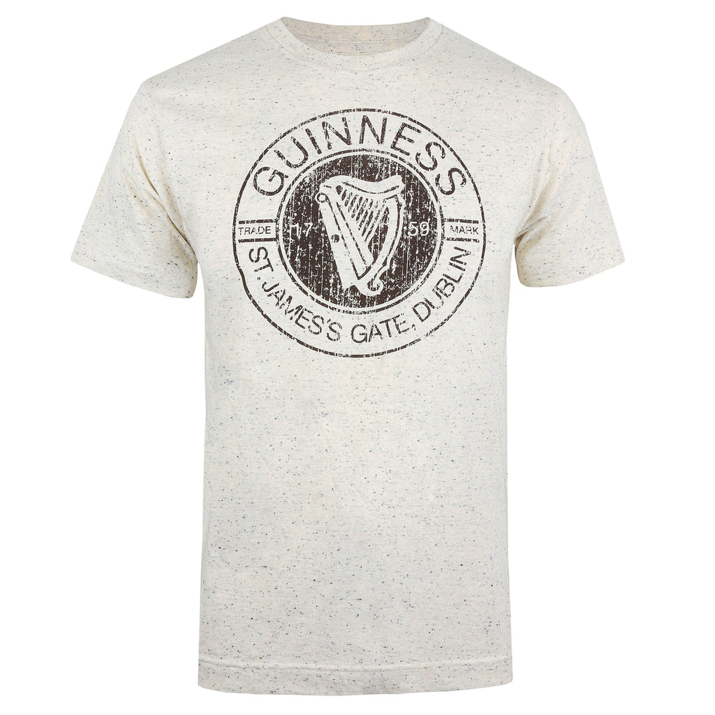 Guinness Mens - St. James Gate Emblem - T-shirt - Ecru Nep