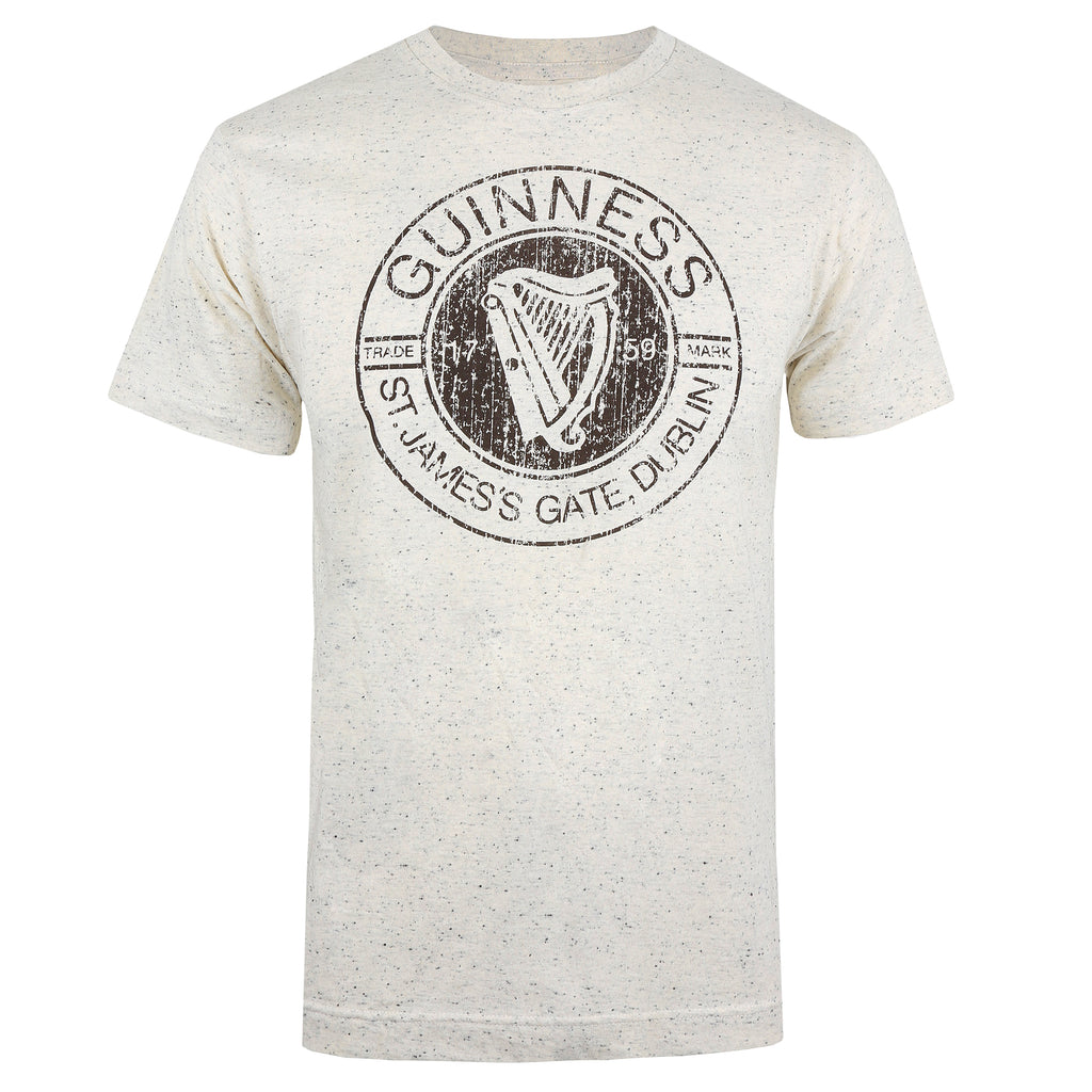 Guinness Mens - St. James Gate Emblem - T-shirt - Ecru Nep