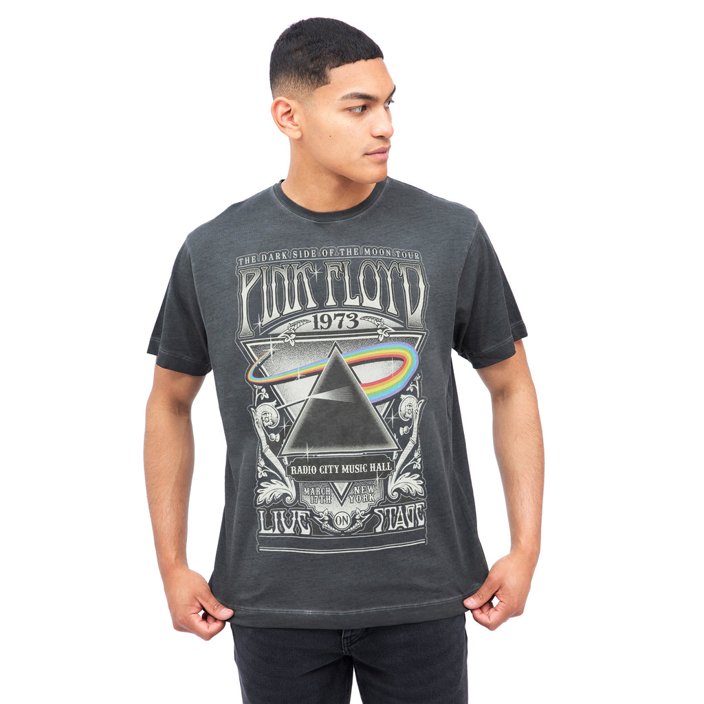 Pink Floyd Mens - Carnegie Poster - Acid Wash T-shirt - Vintage Black