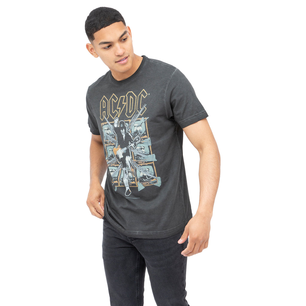 AC/DC Mens - Blow Up Your Video - Acid Wash T-shirt - Vintage Black