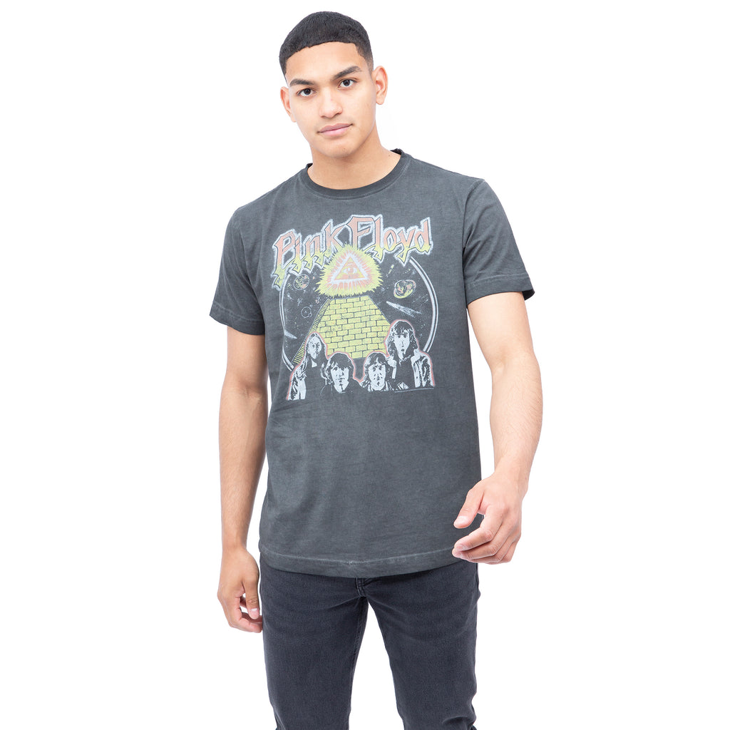 Pink Floyd Mens - All Seeing Eye - Acid Wash T-shirt - Vintage Black