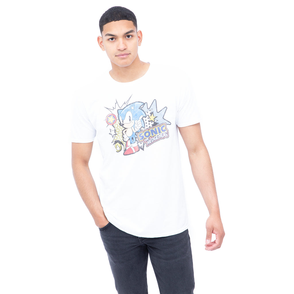 Sonic Mens - Sonic The Hedgehog - T-shirt - White