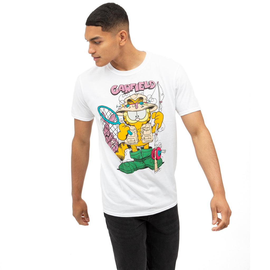 Garfield Mens - Garfield Fishing - T-shirt - White