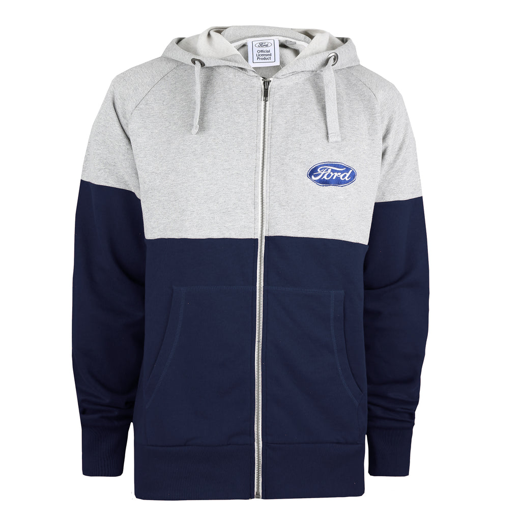 Ford Mens - Logo - Zip Hood - Grey Marl / Navy
