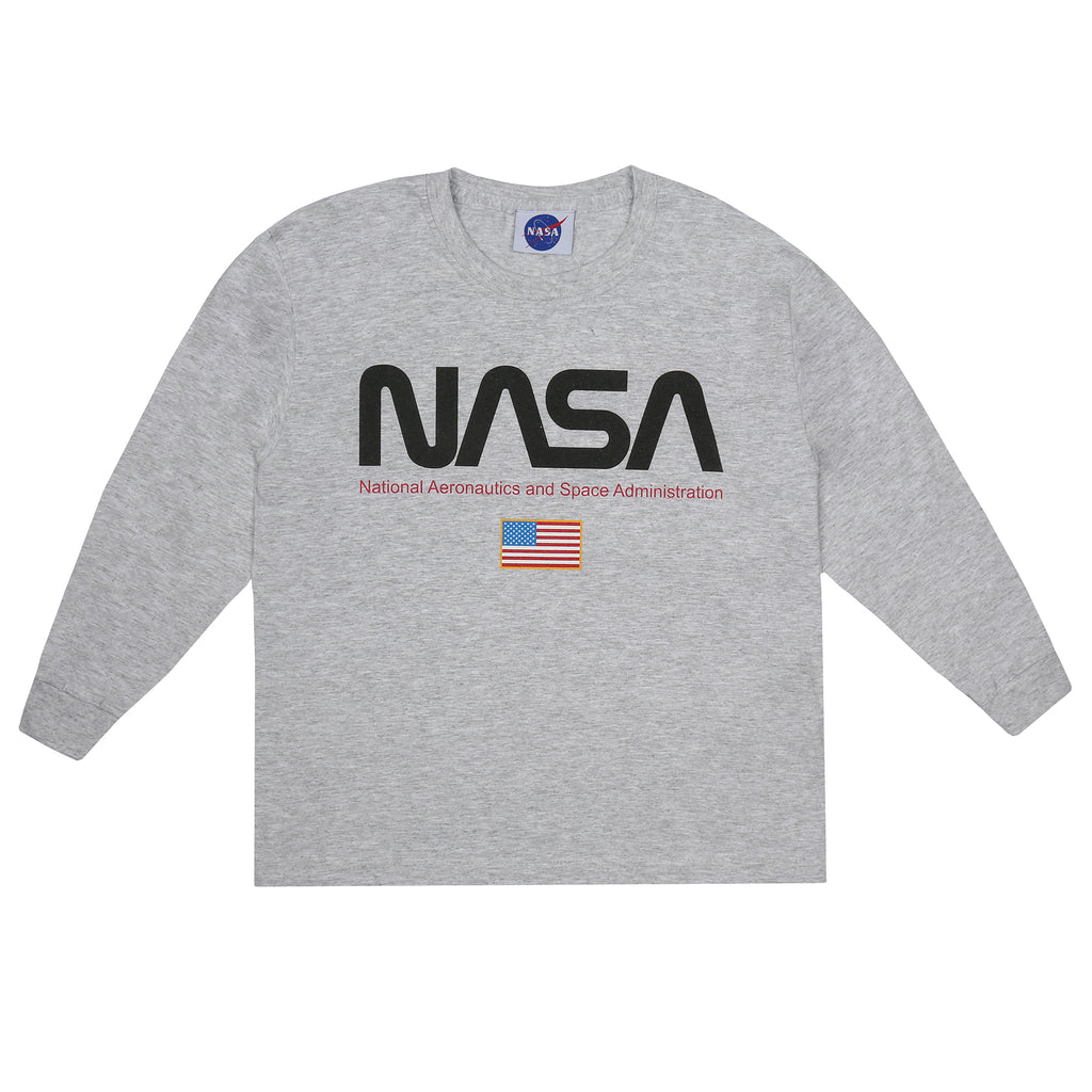 NASA Boys - Flag - Long Sleeve T-shirt - Sport Grey