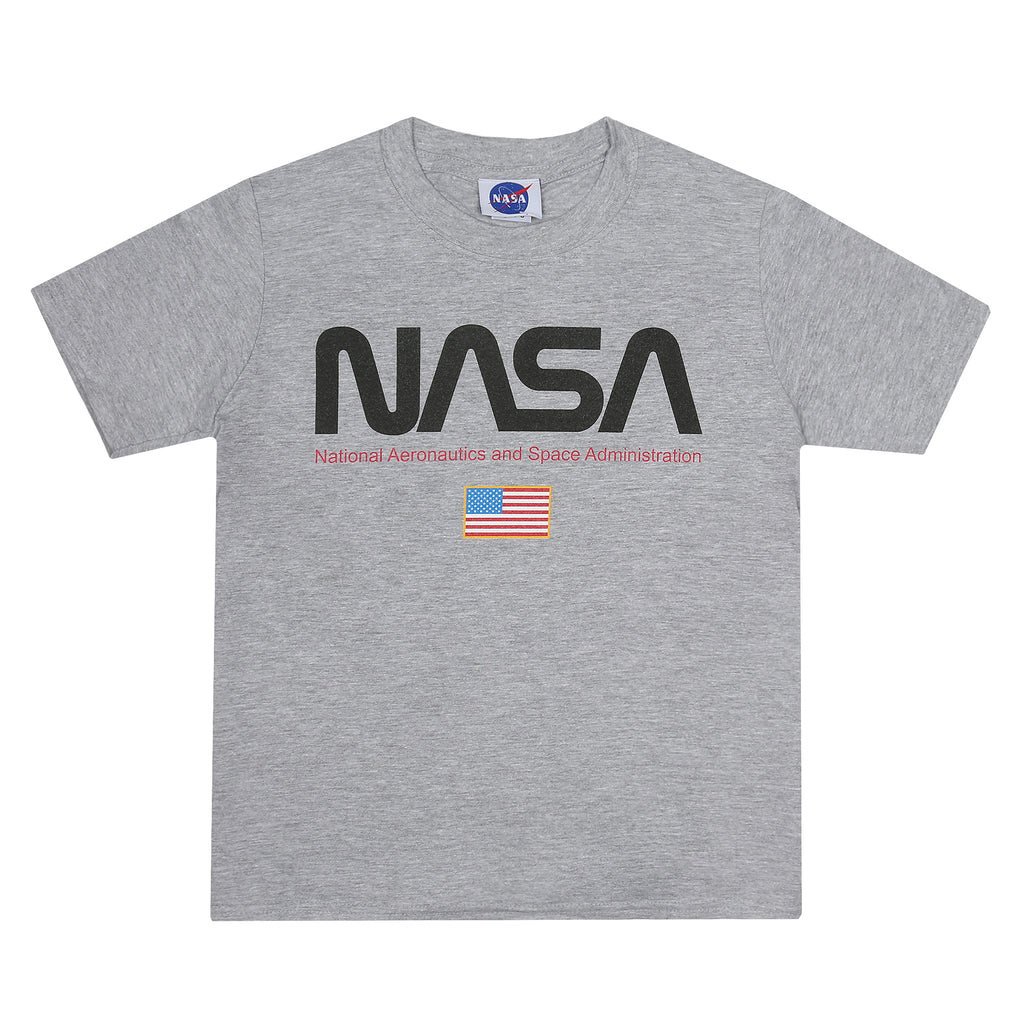 NASA Boys - Flag - T-shirt - Sport Grey