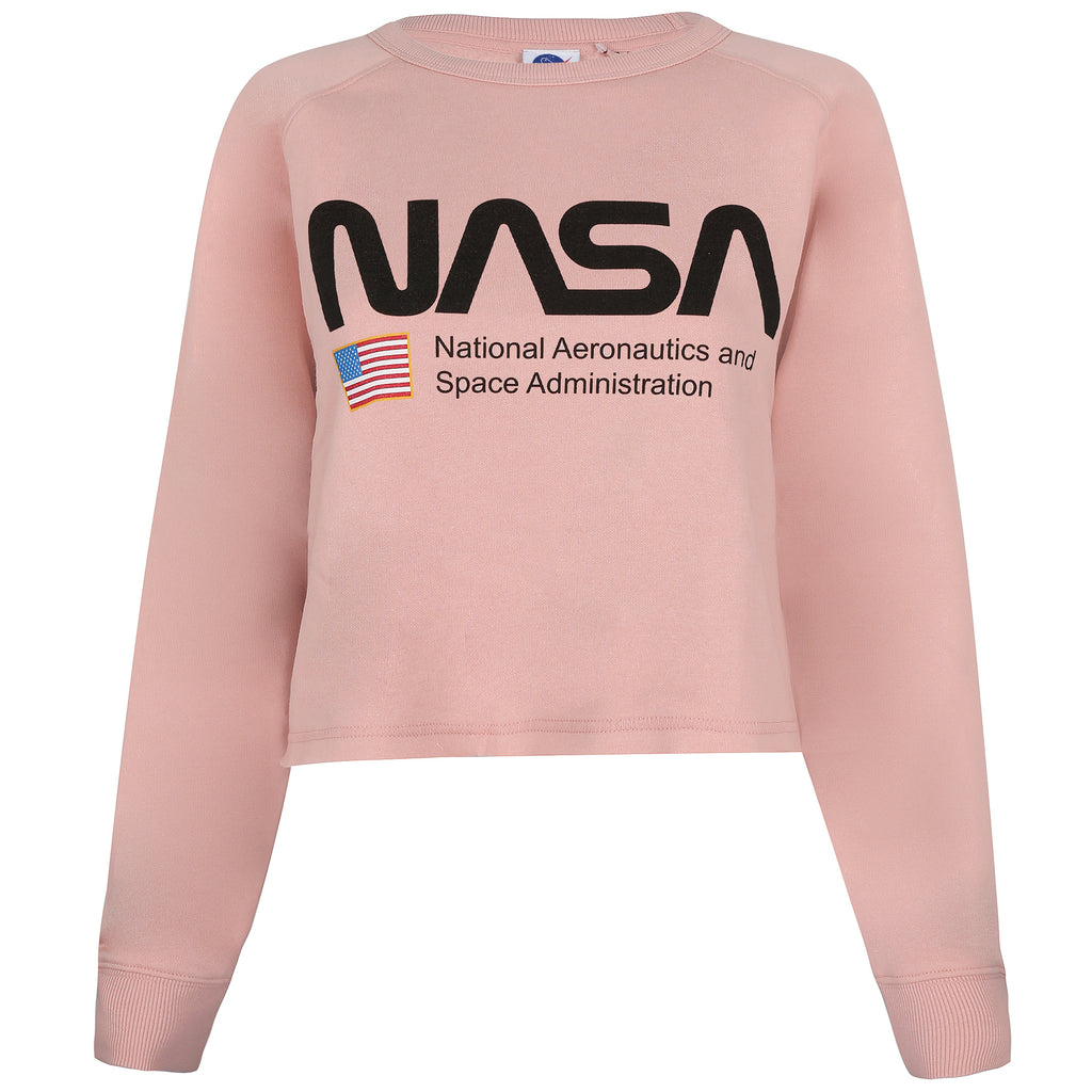 NASA Ladies - National Aeronautics - Cropped Crew Sweat - Dusky Pink