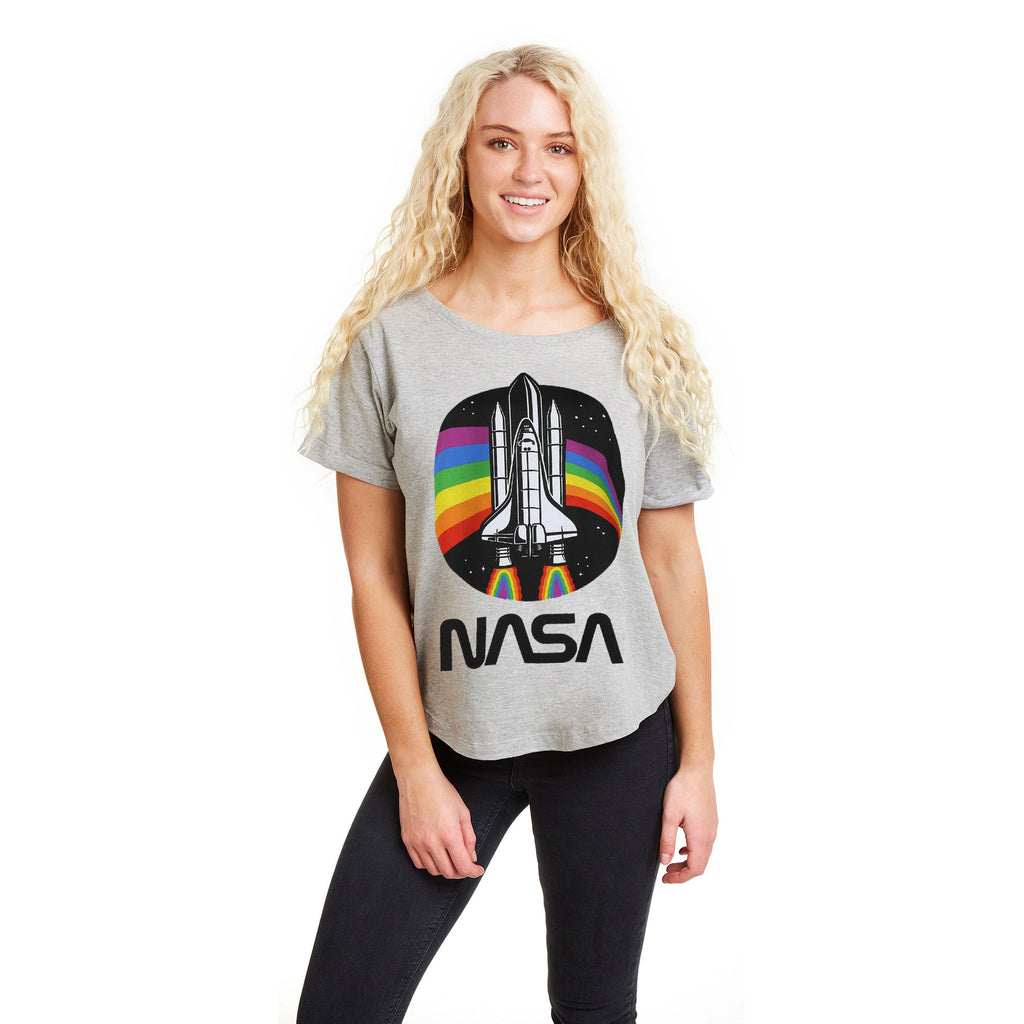 NASA Ladies - NASA Rainbow - T-Shirt - Sport Grey