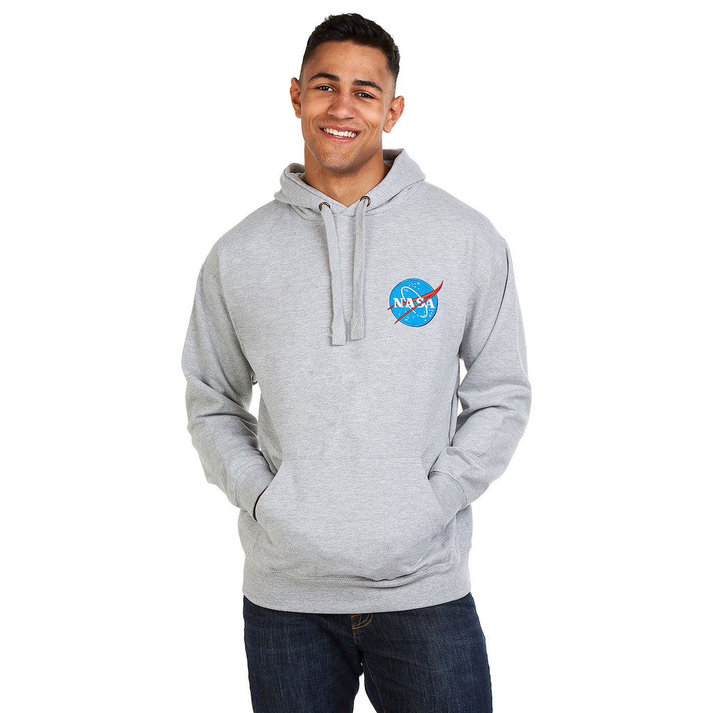 NASA Mens - Embroidered Logo - Pullover Hood - Grey