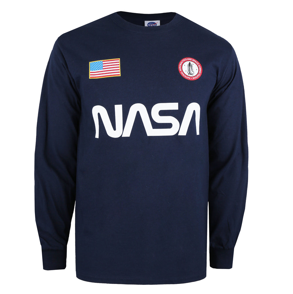 NASA Mens - Badge - Long Sleeve T-shirt - Navy