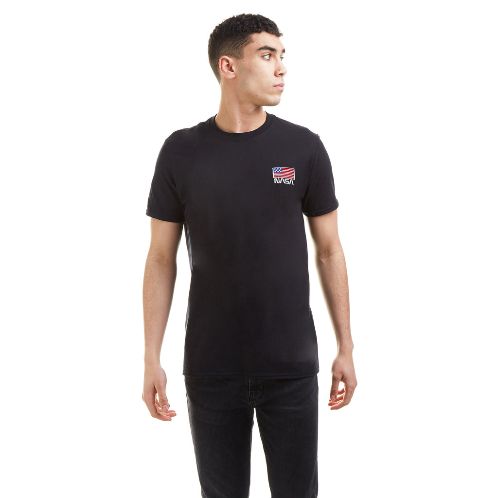 NASA Mens - NASA Flag Embroidery - T-shirt - Black