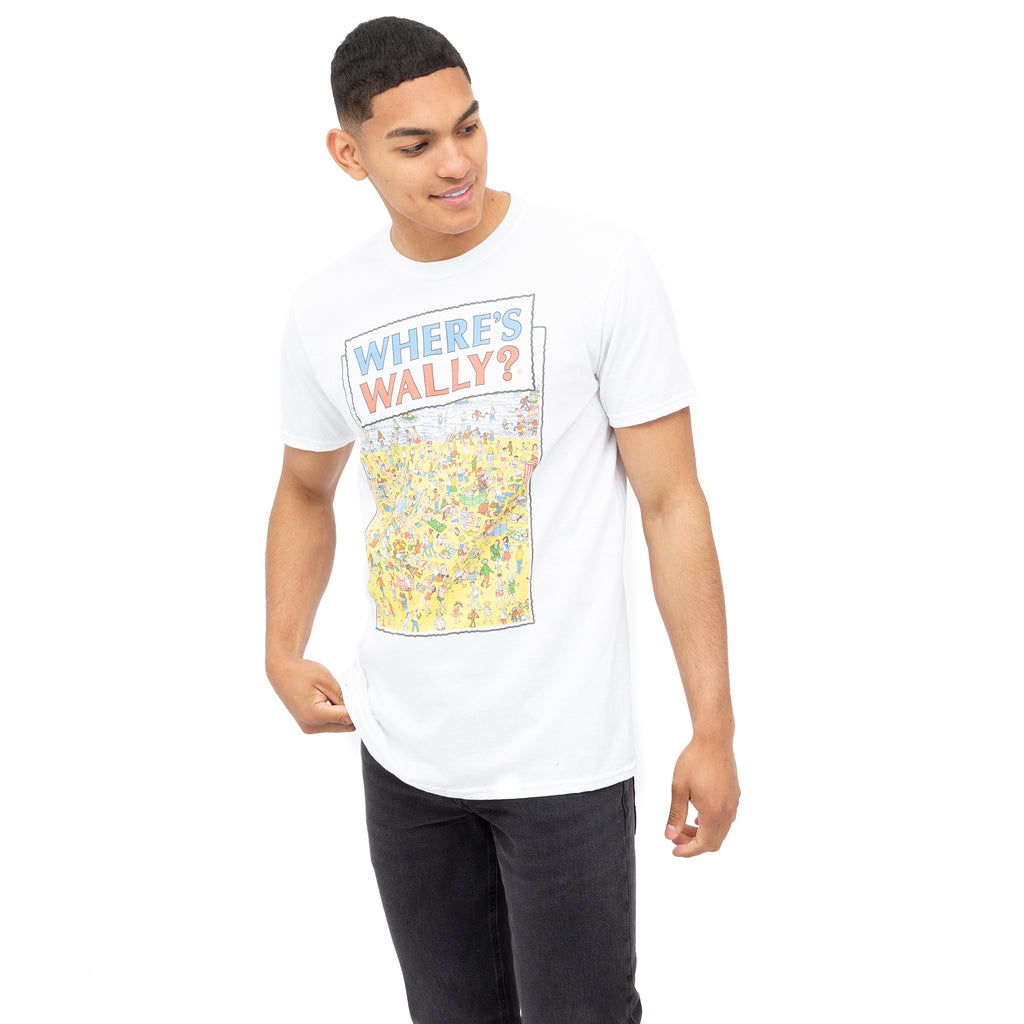 Wheres Wally Mens - Beach - T-shirt - White
