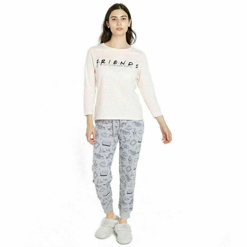 Friends  - Titles - Ladies Long Sleep Pyjamas Set - Multi - Lrg